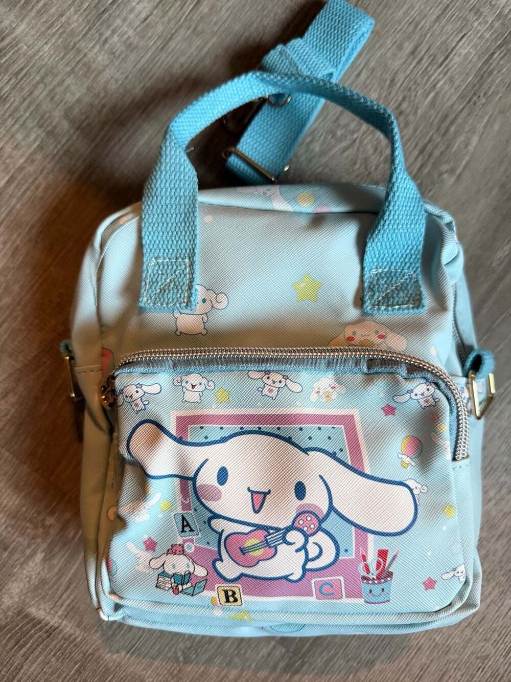 Sanrio inspired Cinnamoroll Cute Cartoon Print Blue Crossbody Bag with Adjustabl